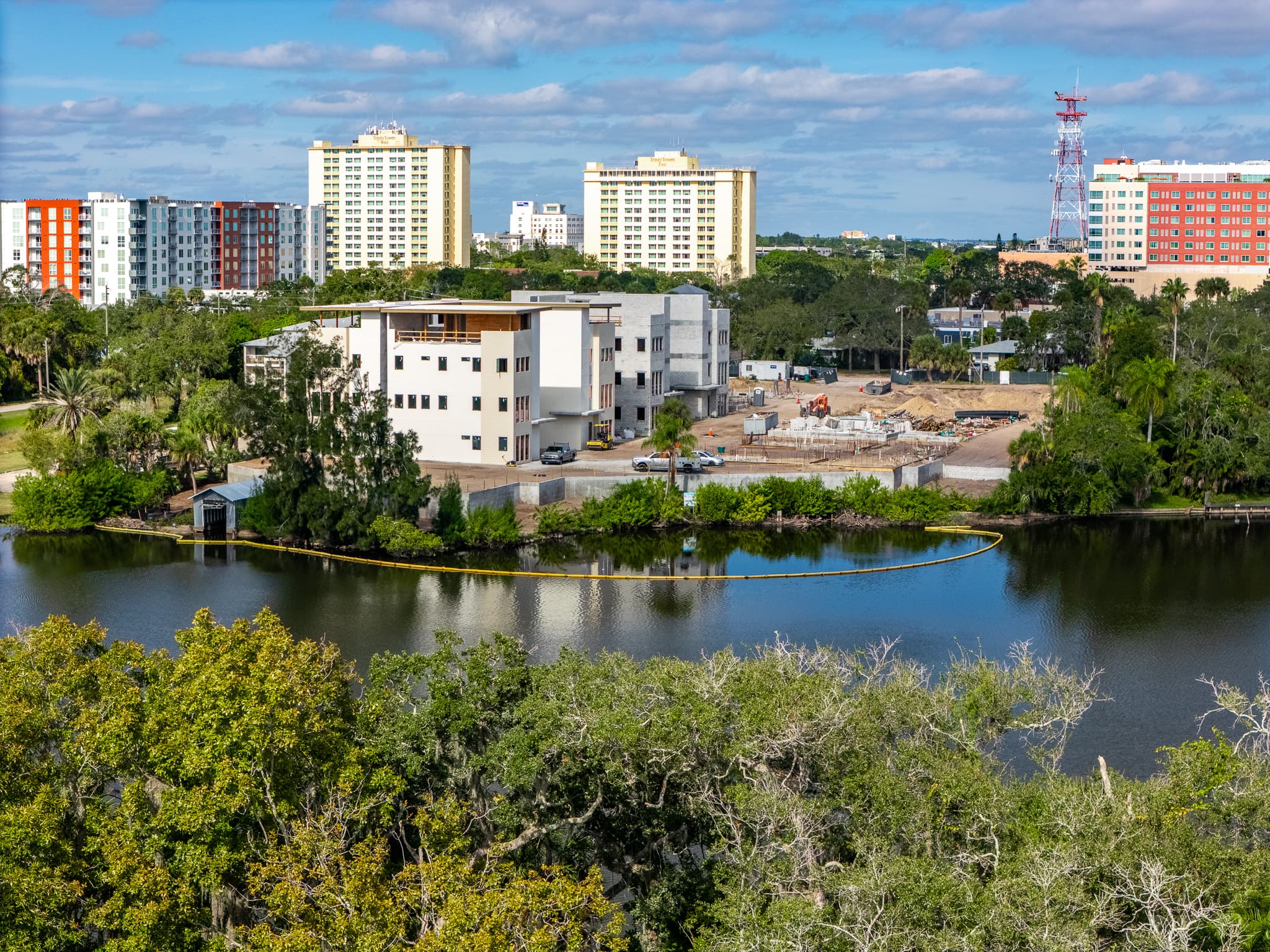 Crane Creek reflection with Downtown Melbourne skyline