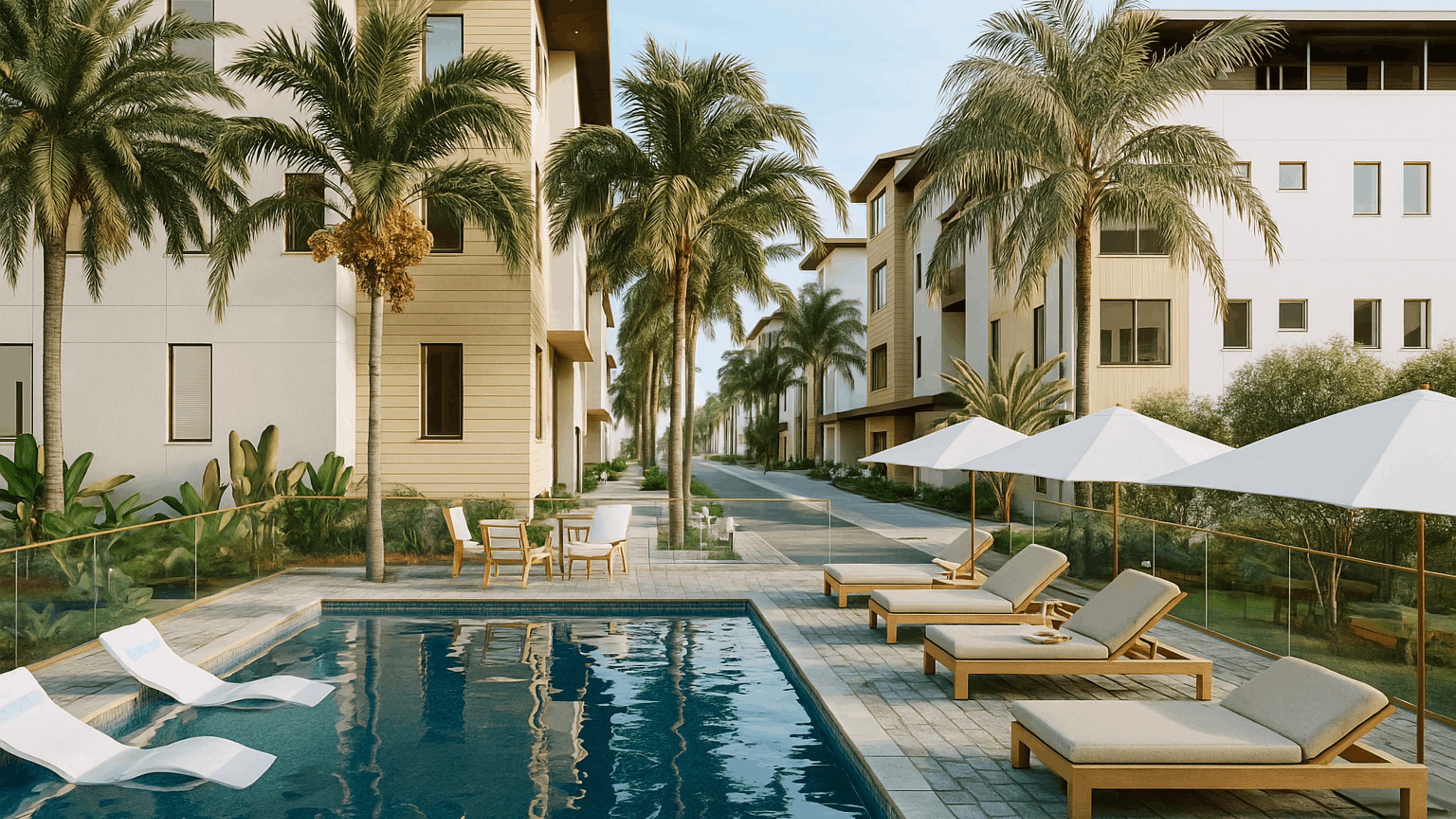 Pool and outdoor living rendering